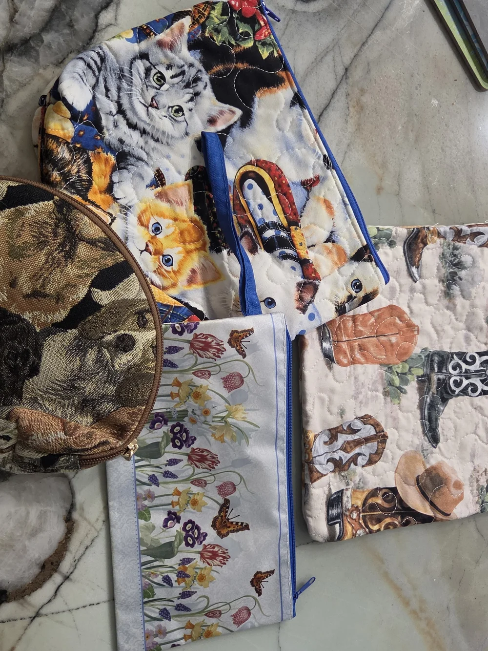 Kids Animal & Floral Zip Pouches Set - Multicolor
